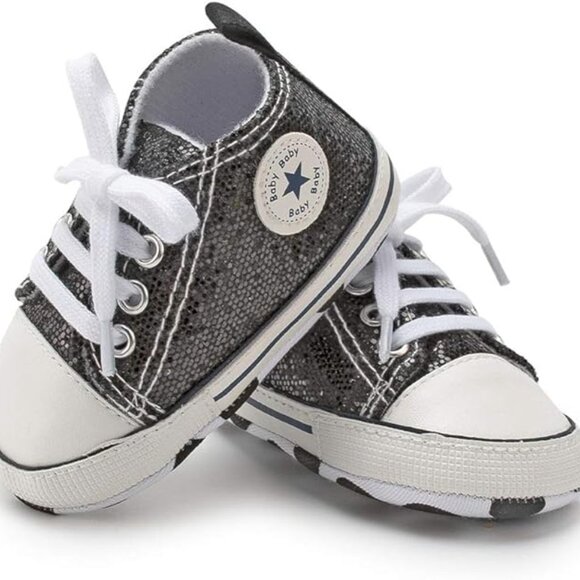 Baby Girls and Boys Canvas Sneakers Soft Sole High-Top Ankle Infant - Picture 14 of 15